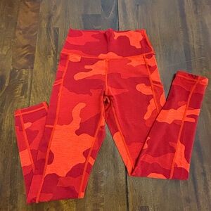 Aerie Red and Orange Camouflage Leggings